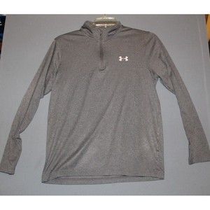 Under Armour Pullover Men Med Gray 1/4 Zip Heatgear Gym Workout Hiking Loose